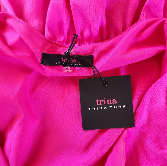 TRINA TURK Havsa Mini Tiered Dress Hot Pink Salamander New NWT Size Small Summer - Picture 7 of 12